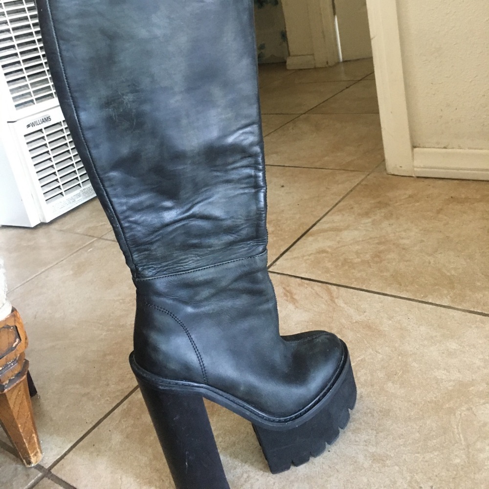 Jeffrey Campbell Mulder-Hi Leather Combat Boots